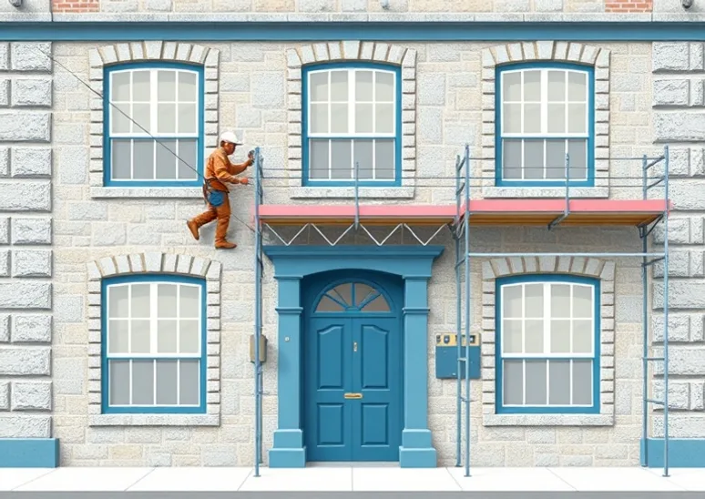 Ravalement de façade en pierre, nettoyage et application d'enduit