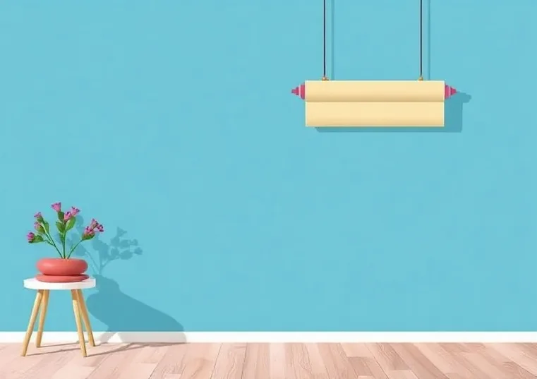 Pose de papier peint, rouleau et brosse à maroufler